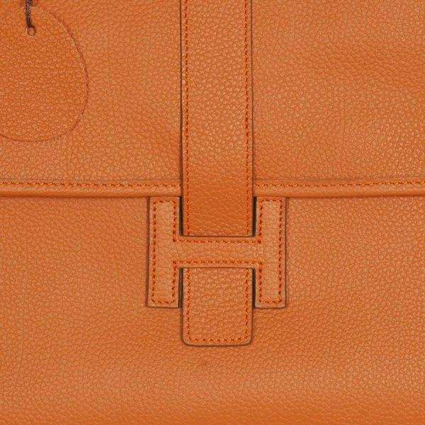 Best Hermes Large Leather H Handbag Orange 6058